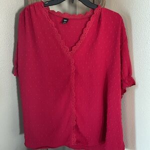 Red Lace Trim Women's blouse size 3xl